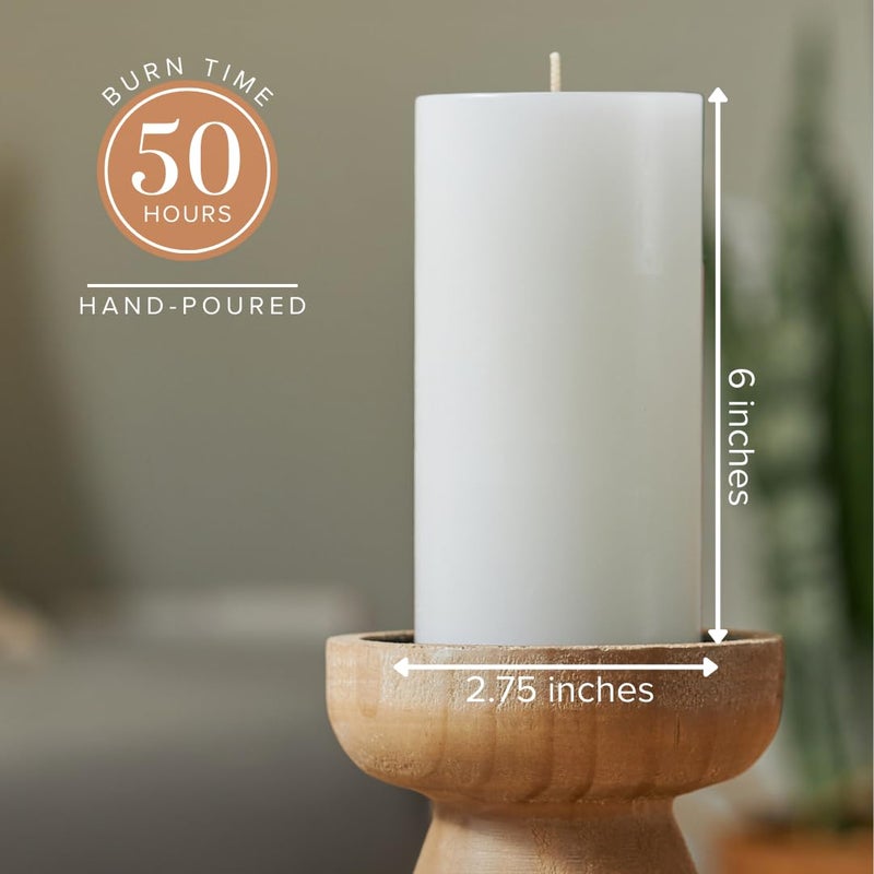 Simply Soson 3x6 inch White Pillar Candles Set of 6, Smooth Texture, Unscented White Candles, Dripless Candles, 3 inch Pillar Candles Ideal as Wedding, Parties, Spas, Dinner, Home Decoration, Church - Image 2